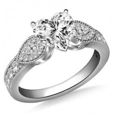 Milgrain Heart Diamond Designer Vintage Ring