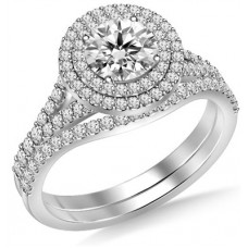 Diamond Halo Ring With Matching Band