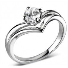 Slender Split Compass Round Diamond Engagement Ring