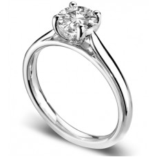 U Claw Round Diamond Engagement Ring