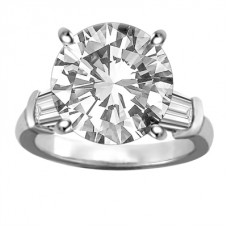 Stylish Round & Baguette Diamond Trilogy Ring