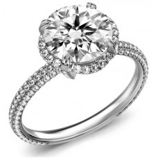 Exquisite Diamond Collar Single Halo Engagement Ring