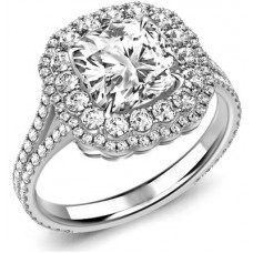 Exclusive Double Halo Cushion Diamond Ring