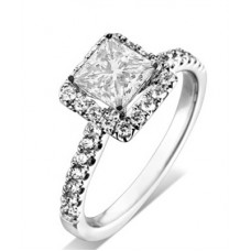 Princess Diamond Single Halo Ring