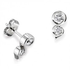 Elegant Round Diamond Drop Earrings