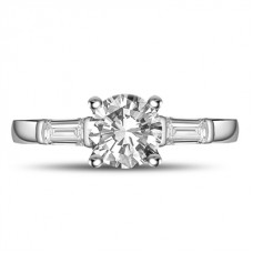 Stylish Round & Baguette Diamond Trilogy Ring