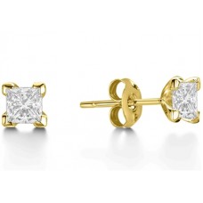 Four Corner Claw Princess Diamond Earrings