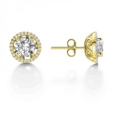 Round Diamond Single Halo Earrings