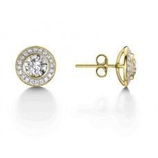 Modern Round Diamond Halo Cluster Earrings