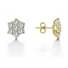Round Diamond Flower Cluster Earrings