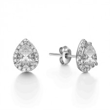 Pear Diamond Single Halo Earrings