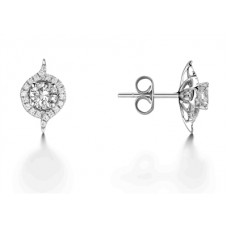Unique Round Diamond Halo Earrings
