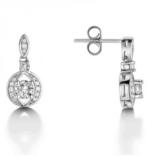 Unique Round Diamond Drop Earrings