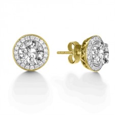 Elegant Round Diamond Single Halo Earrings Elegant Round Diamond Single Halo Earrings