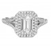 Emerald Diamond Double Halo Shoulder Set Ring