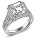 Exclusive Asscher Diamond Single Halo Vintage Ring