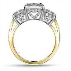 Exclusive Emerald Diamond Trilogy Engagement Ring