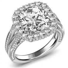 Exclusive Cushion Diamond Single Halo Vintage Ring