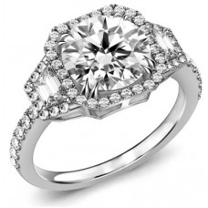 Exclusive Round/trapezoid Diamond Trilogy Ring