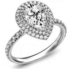 Exclusive Pear Diamond Double Halo Ring