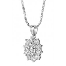 Oval Diamond Single Halo Pendant