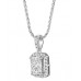 Emerald Diamond Single Halo Pendant