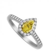 0.85ct Vs/ef Yellow Pear Diamond Halo Ring