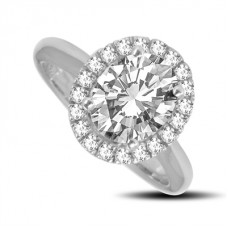 Oval Diamond Single Halo Ring