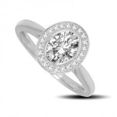 Oval Diamond Single Halo Ring