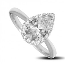 Pear & Round Diamond Halo Ring