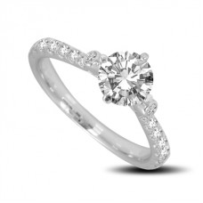 Compass Style Round Diamond Shoulder Set Ring