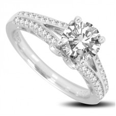 Unique Round Diamond Split Shoulder Set Ring
