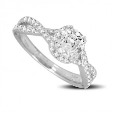 Infinity Twist Cushion Diamond Vintage Engagement Ring