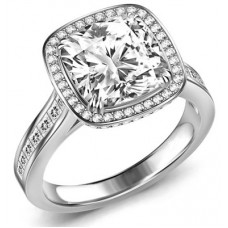 Exclusive Cushion Diamond Single Halo Ring