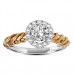Milgrain Leaf Motif Round Diamond Halo Ring