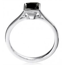 0.75ct Princess Black Diamond Solitaire Ring