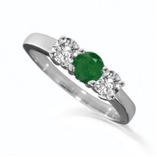 0.43ct Si/f Round Diamond/emerald Gemstone Ring