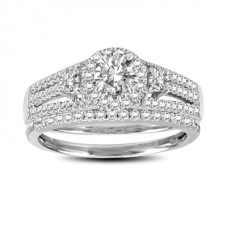 Unique Diamond Trio Matching Wedding Ring Set