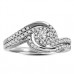 Halo Twist Round Diamond Shoulder Set Ring