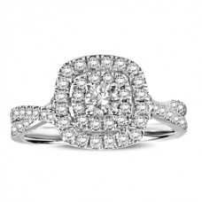 Double Halo Round Diamond Ring