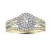 Three Row Double Halo Round Diamond Vintage Ring