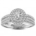 Three Row Round Diamond Double Halo Ring