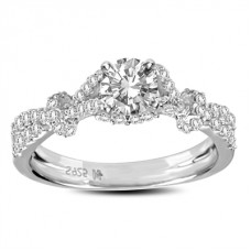 Unique Round Diamond Split Shoulder Set Ring
