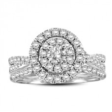 Modern Round Diamond Halo Ring With Band