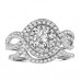 Double Halo Round Diamond Trio Bridal Set Double Halo Round Diamond Trio Bridal Set