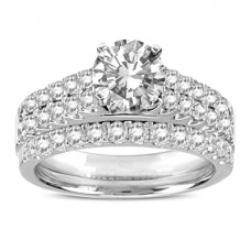 Double Row Round Diamond Vintage Ring With Band