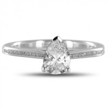 Agi Certified 0.90ct Si1/e Pear Diamond Ring