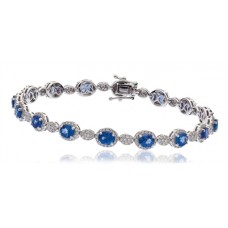 Elegant Diamond & Blue Sapphire Tennis Bracelet