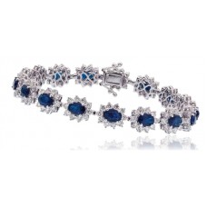 Elegant Diamond & Blue Sapphire Tennis Bracelet