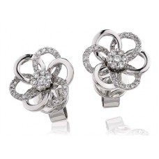 Round Diamond Designer Flower Earrings